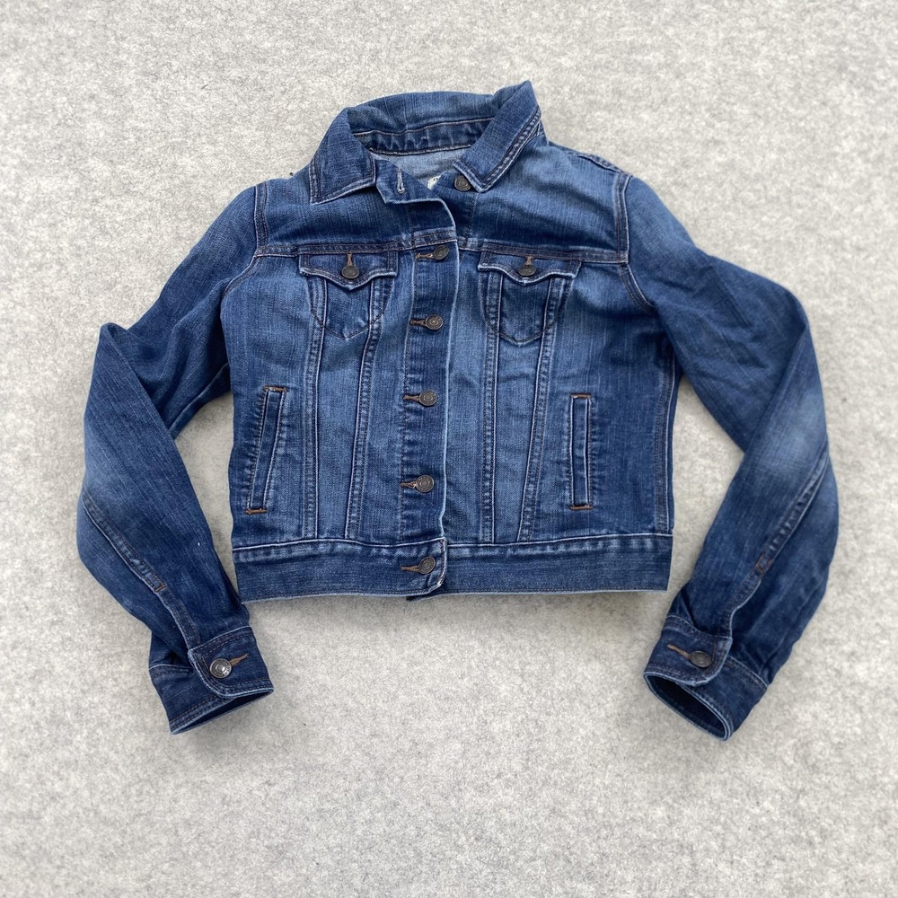 Old Navy Jacket Womens S Blue Denim Button Front Short Stretch Casual Jean